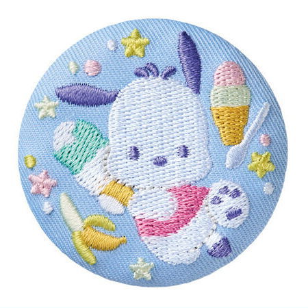 Sanrio Characters Embroidery Can Badge Biscuit Part.2 [6.Pochacco]