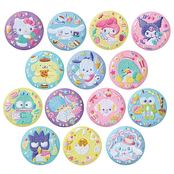 Sanrio Characters Embroidery Can Badge Biscuit Part.2 [All 14 type set(Full Complete)]