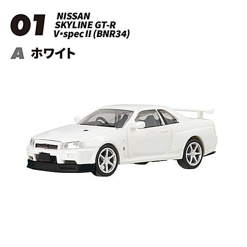 1/64 Scale Japanese Classic Car Selection Vol.16 NISSAN GT-R Selection [1.(1-A) SKYLINE GT-R V¥specII (BNR34) White]
