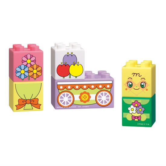 Block Lab Anpanman and Shop Wagon [3.Melonpanna and flower wagon set]