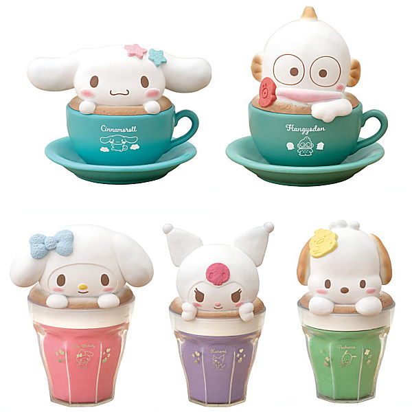 Chara Latte Art Case Sanrio Characters [Assorted 5 type set (2.Cinnamoroll Latte/4.Hangyodon Latte/5.My Melody Strawberry Latte/6.Kuromi Blueberry Latte/7.Pochacco Matcha Latte)]