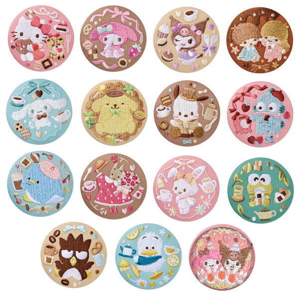 Sanrio Characters Embroidery Can Badge Biscuit Part.3 [All 15 type set (Full Complete)]