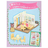 Sylvanian Families Ouchiha sutekina akogareno omise [4.Cafe and Walnut Squirrel Girl (Saffron)]