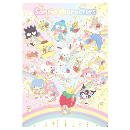 Sanrio Characters Wafer 10 Ichigo Shinbun 50th anniversary Minnade Oiwai [21.Gathering (50th)(Character card)]