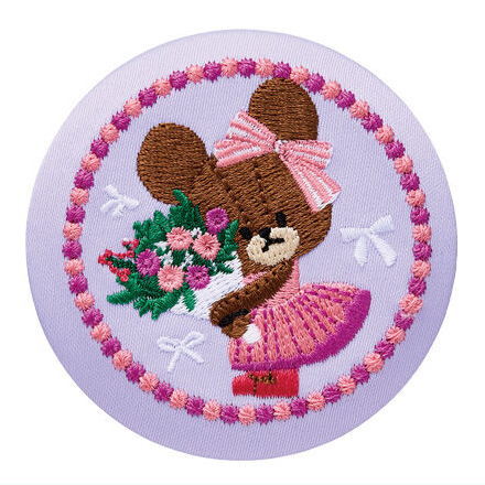 The Bear's School embroidery can badge with biscuit [5.Present for Me (Bouquet)]