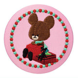 The Bear's School embroidery can badge with biscuit [9.Jackie & David (Bag)]