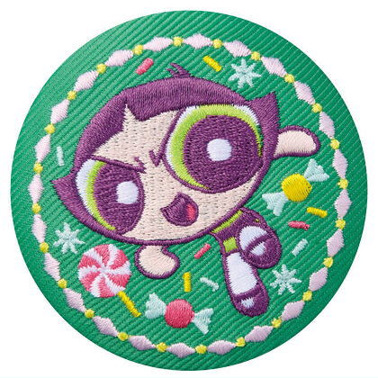 Powerpuff girls embroidered tin badge biscuit [7.Buttercup 1]