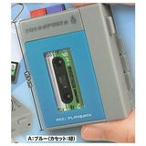 Record playback! retro mini portable player mascot [1.Blue (cassette:green)]