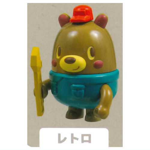 Working bear movable mascot figure [2.Retro]