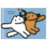 Yasashii Ookami Wolf-kun Acrylic keychain Pukkuri rubber mascot [1.Wolf-kun and Dog-kun]