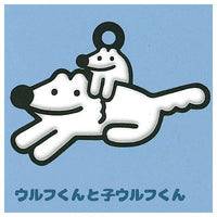 Yasashii Ookami Wolf-kun Acrylic keychain Pukkuri rubber mascot [5.Wolf-kun and Child Wolf-kun]