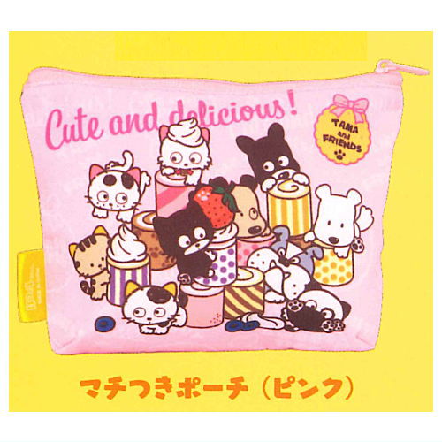 Tama and Friends Face Kinchaku & Pouch Collection [5.Pink (Gusseted Pouch)]