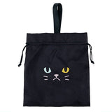 Black Cat Earphone Kinchaku and Odekake Pouch [4.Black Cat Kinchaku Pouch]