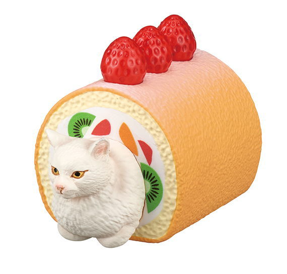 Felissimo Nekobu Sweets Nyanko Cushion Figure [3.Roll cake (white)]