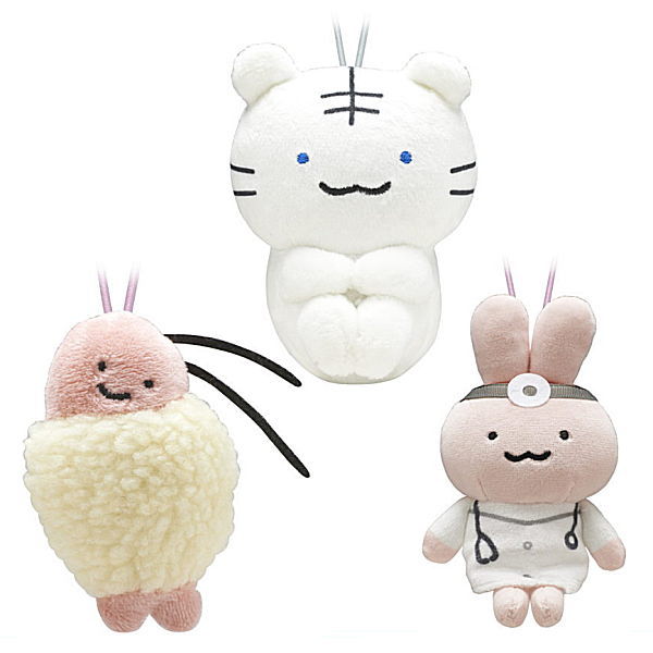 White Tiger and Black Tiger Osuwari Plush Toy [Assorted 3 type set (1.White tiger/2.Black tiger/3.Usagi sensei)]