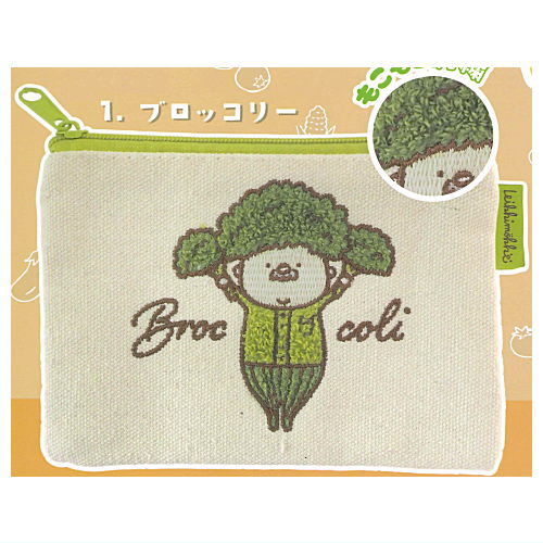Marutto Ojisan Mokomoko Embroidery Pouch [1.Broccoli]
