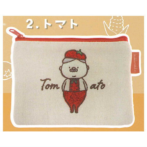 Marutto Ojisan Mokomoko Embroidery Pouch [2.Tomato]