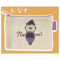 Marutto Ojisan Mokomoko Embroidery Pouch [5.Eggplant]