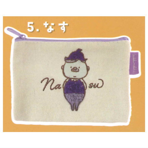 Marutto Ojisan Mokomoko Embroidery Pouch [5.Eggplant]