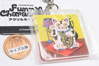Trampoline Funny Characters Acrylic Keychain [6.Maneki-CAT]