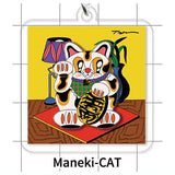Trampoline Funny Characters Acrylic Keychain [6.Maneki-CAT]