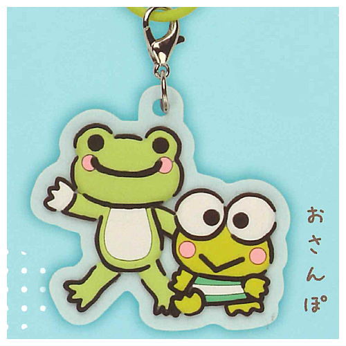 Kerokerokeroppi x pickles the frog Mejirushi Rubber Charm [5.Osanpo]