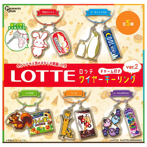 Lotte wire key ring with charm ver.2 [All 5 type set(Full Complete)]