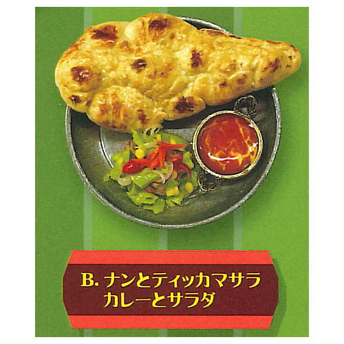 Indian cuisine Collection [2.Naan, tikka masala curry and salad]