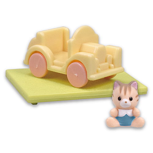 Sylvanian Families Decorative Baby House and Garden [5.Garden Striped Cat Baby (Scott) & Car]