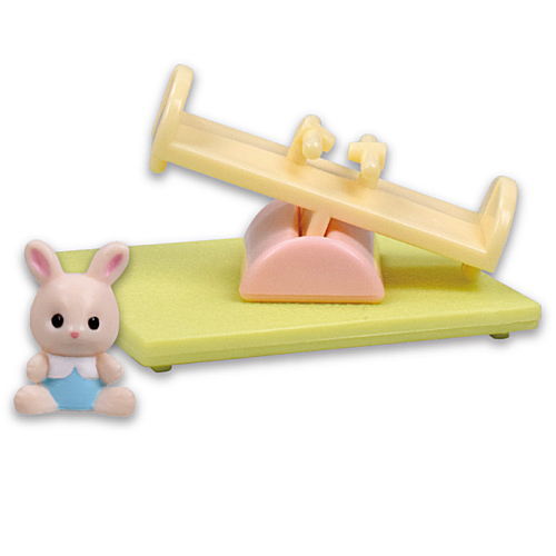 Sylvanian Families Decorative Baby House and Garden [6.Garden Milk Rabbit Baby (Jamie) & Seesaw]