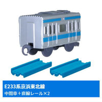 Capsule Plarail East and West Loop Lines and Commuter Trains Edition [5.E233 Series Keihin Tohoku Line (Intermediate vehicle) + 2 Straight rail]