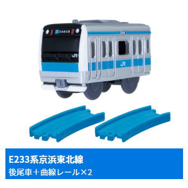 Capsule Plarail East and West Loop Lines and Commuter Trains Edition [6.E233 Series Keihin Tohoku Line (Rear vehicle) + 2 Curve rail]