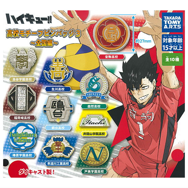Haikyu!! High School Motif Pin Badge Part.3 Nationwide Edition [All 10 type set (Full Complete)]