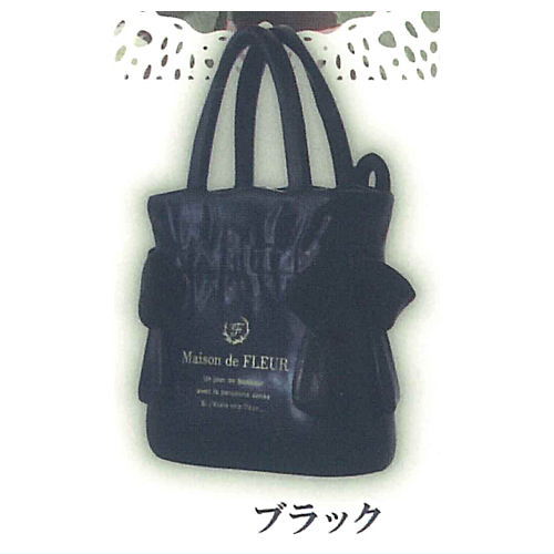Maison de FLEUR Double Ribbon Gathered Tote Bag Miniature Charm [5.Black]