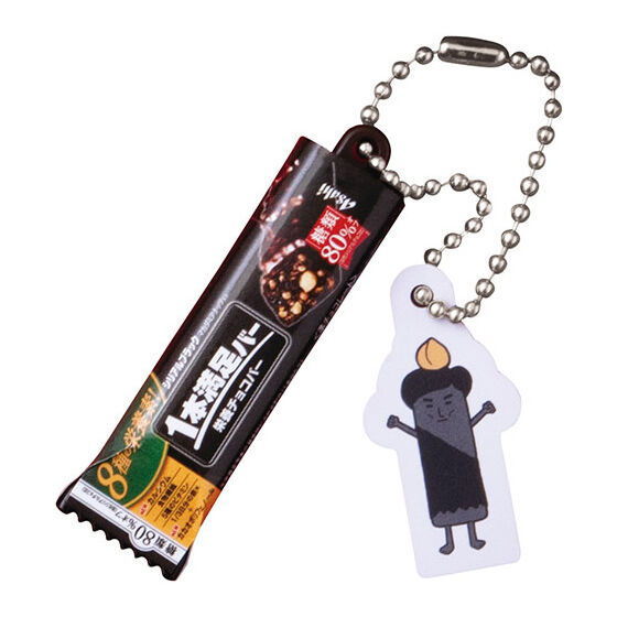 Asahi Group Foods 1Pon Manzoku Bar Nyokkiri Miniature Charm [3.1Pon Manzoku Bar Cereal Black 80% less sugar + Plate Lack bu]
