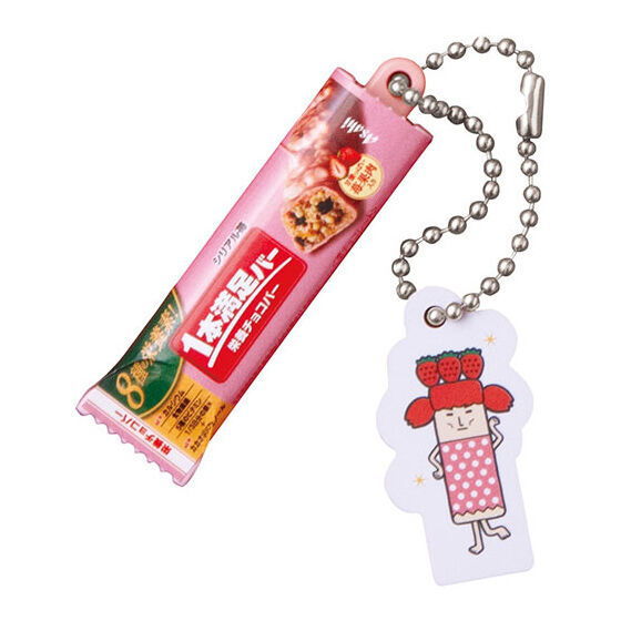 Asahi Group Foods 1Pon Manzoku Bar Nyokkiri Miniature Charm [4.1Pon Manzoku Bar Cereal Strawberry + Plate Robbery Sto]