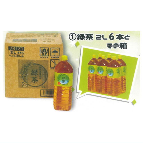 Miniature 6-Pack Bottled Drinks and Box [1.Green Tea 2L - 6 Bottles and Box]