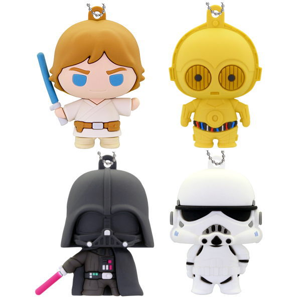 Rubber Fig. Star Wars [Assorted 4 type set (1.Luke Skywalker/3.C-3PO/4.Darth Vader/5.Stormtrooper)]