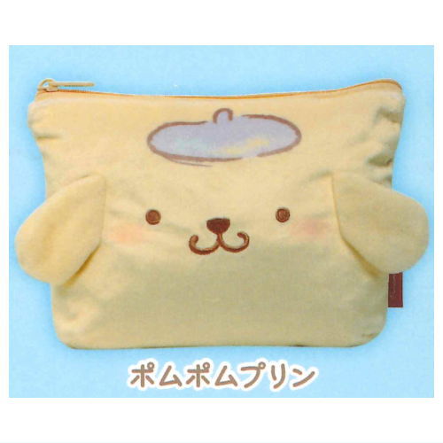 Sanrio Characters Fuwafuwa FACE Trapezoid Pouch [3.Pompompurin]