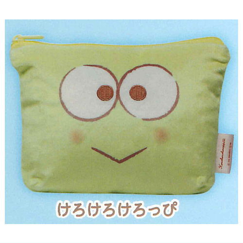 Sanrio Characters Fuwafuwa FACE Trapezoid Pouch [6.Kerokerokeroppi]