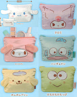 Sanrio Characters Fuwafuwa FACE Trapezoid Pouch [All 6 type set(Full Complete)]