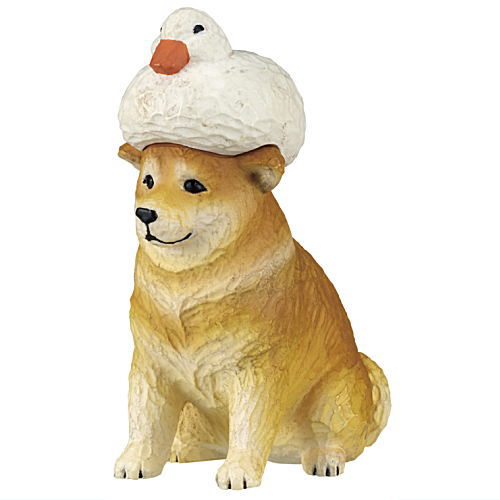 Akane Wood Carving Duck and Dog [1.Shiba Inu (Red Shiba)]