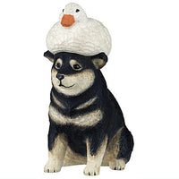Akane Wood Carving Duck and Dog [2.Shiba Inu (Black Shiba)]