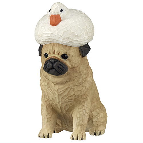 Akane Wood Carving Duck and Dog [3.Pug]