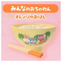 Ochame Friends Ochawan & Ohashi set [5.Minna no ochawan with orange chopsticks]