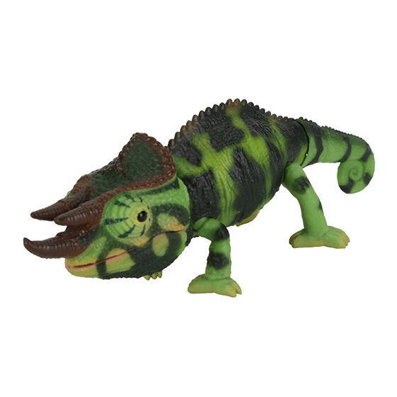 Ikimono Encyclopedia Repti Chameleon [5.Jackson's Chameleon (Dark Green)]
