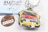 SUZUKI Rubber Keychain [3.HUSTLER HYBRID X Vermilion Orange Soft Beige Two-Tone]