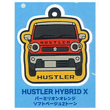 SUZUKI Rubber Keychain [3.HUSTLER HYBRID X Vermilion Orange Soft Beige Two-Tone]