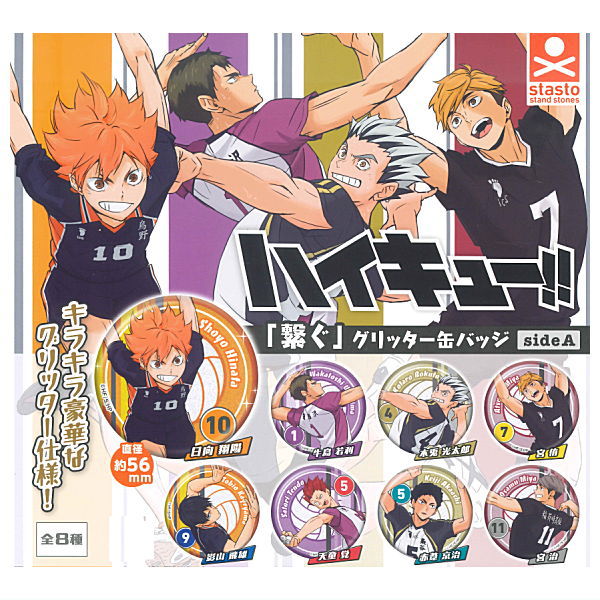 Haikyu!! 'Tsunagu' Glitter Can Badge Side A [All 8 type set(Full Complete)]