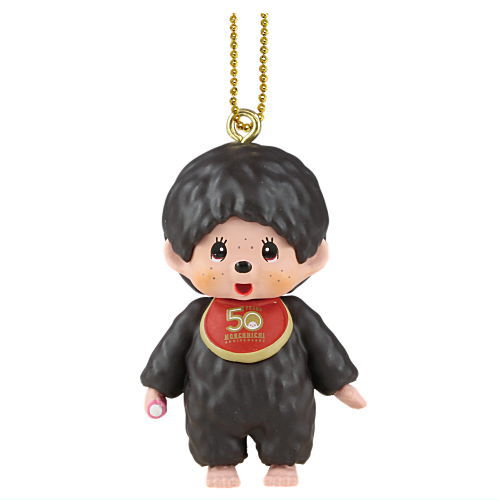 Monchhichi Mascot Keychain Part.4 [1.Monchhichi-kun A (50th Anniversary Logo Bib, Standing Ver.)]